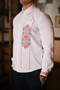 Ленена мъжка риза с шевица „Роджета“ - Image 3